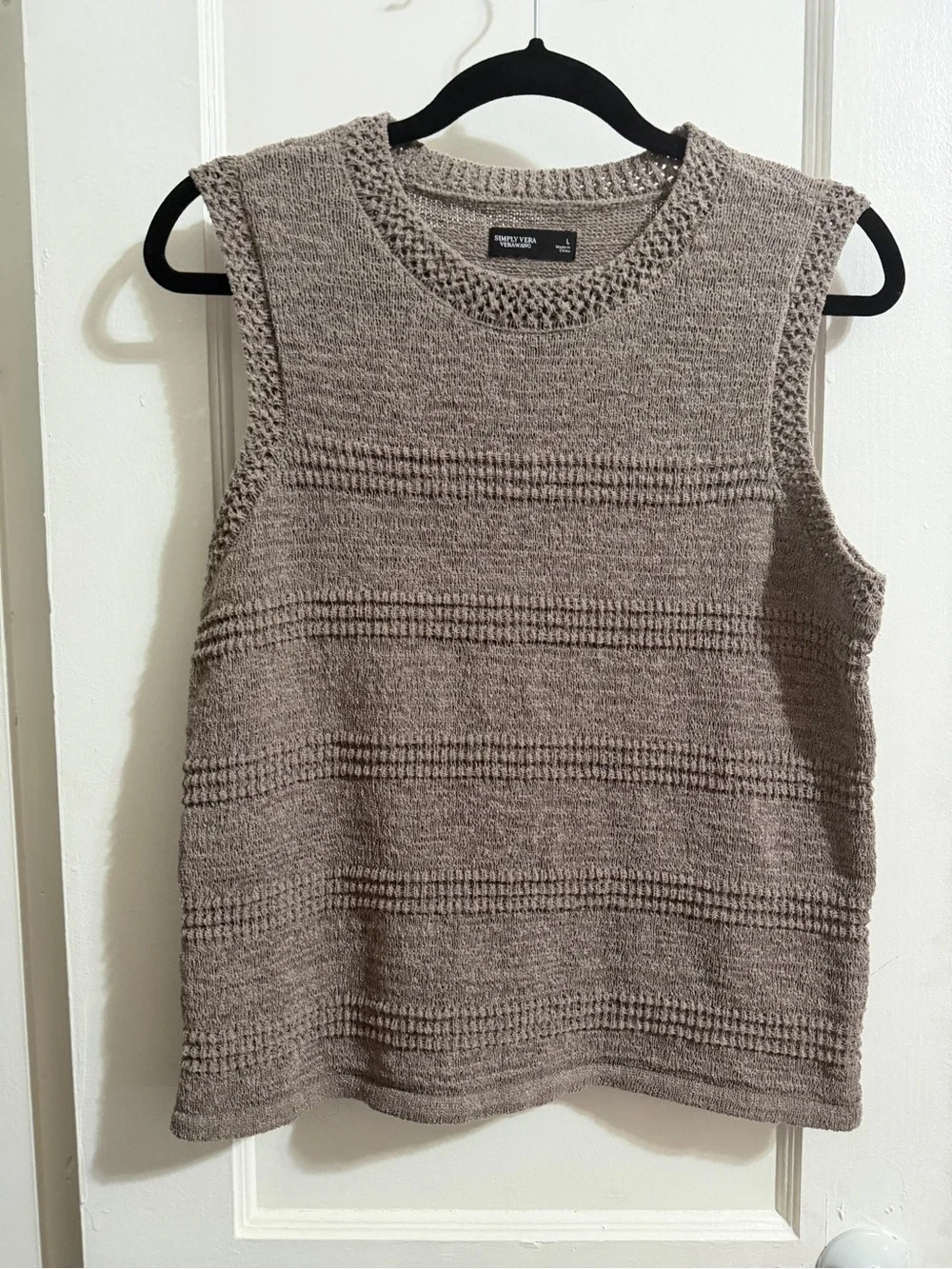 Simply Vera Women's Vera Wang Sweater Tank Top Vest Taupe Brown NWOT